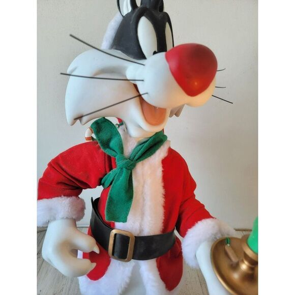 Looney Tunes Sylvester cat animated 1997 motionette Xmas Santa - Picture 4 of 16